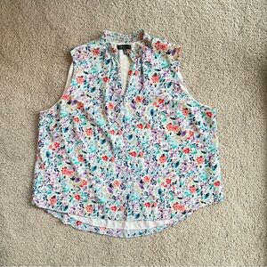 The Limited Colorful Floral Button Down Sleeveless Blouse Top 2X Purple Blue Red